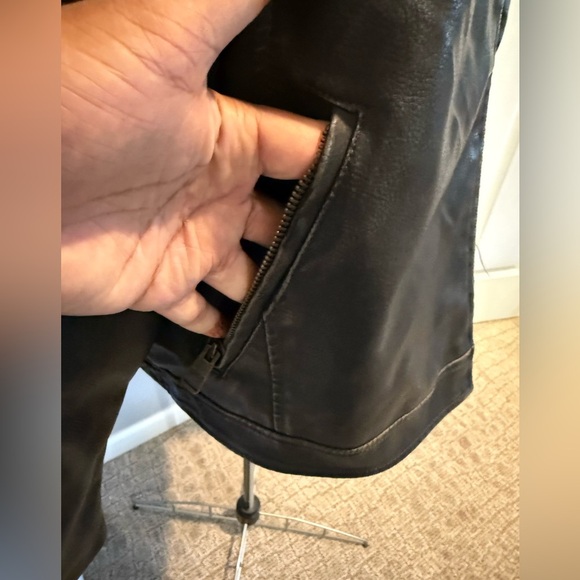 Vtg Arizona Jean Co Grunge Faux Leather Men's Racer Motorcycle Zip Jacket Sz Lrg - Picture 4 of 11